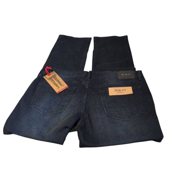 NWT M.B.X. Jeans Slim Fit Stretch Black Denim 5 Pocket Design Straight Leg - Picture 1 of 8